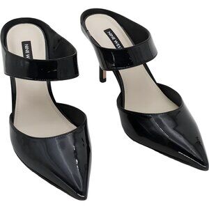 Nine West Darian 3 Patent Pointed Toe Mule Heels Black Women's US 9.5